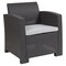 Merrick Lane Malmok Outdoor Furniture Resin Chair Faux Rattan Wicker Pattern Patio Chair With All-Weather Cushion